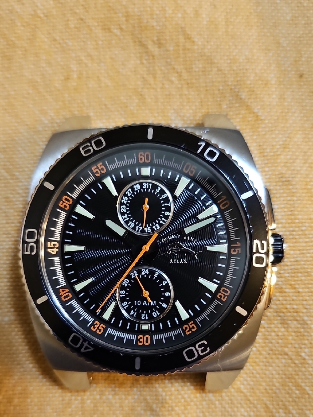 Tommy Bahama Silver-Tone Watch Back with Blue Accent